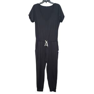 Vuori Black Short Sleeve Jumpsuit with Drawstring